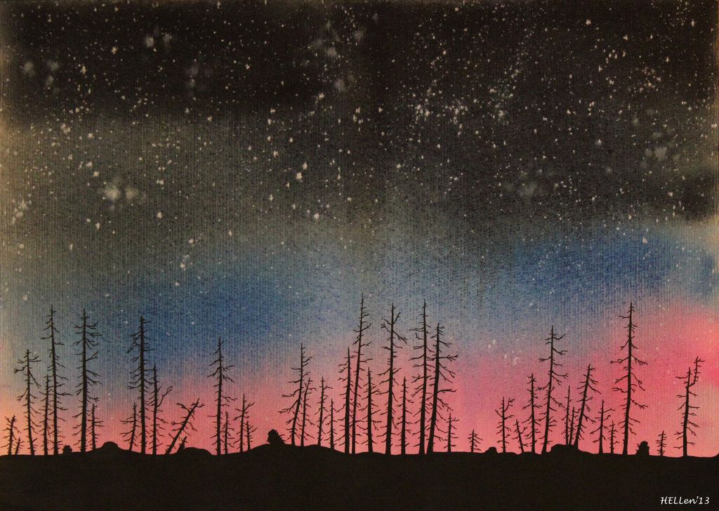 1024x728 Dark Forest By Hellenmanson Watercolor - Watercolor Dark Forest