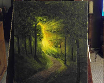 340x270 Dark Forest Painting Etsy - Watercolor Dark Forest