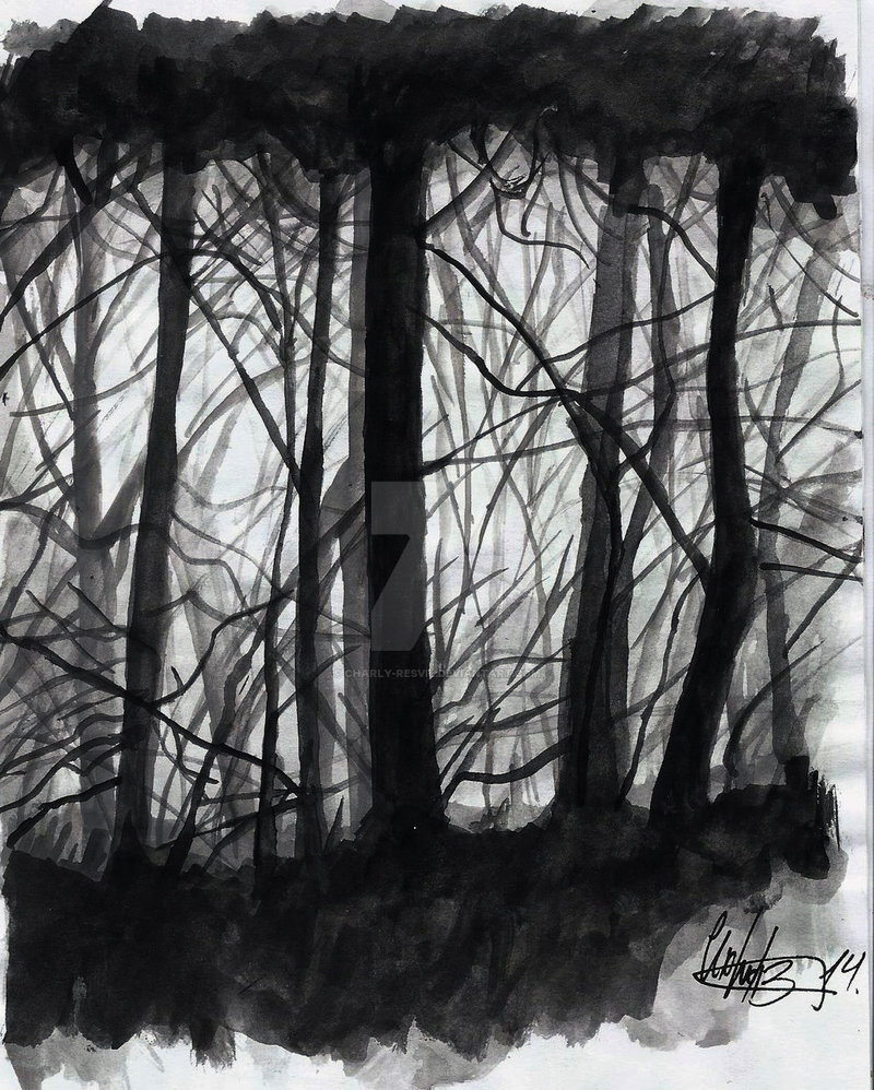 800x998 Dark Forest. Watercolor By Charly Resvil - Watercolor Dark Forest