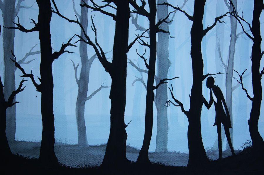 900x597 Dont Look Back (Slenderman) By ~beamaia Cover - Watercolor Dark Forest
