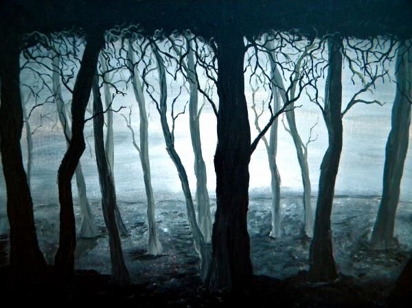 600x449 Dark Forest Painting - Watercolor Dark Forest