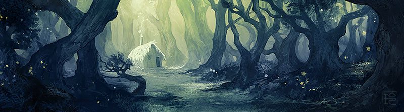 800x223 Dark Forest By Raqmo - Watercolor Dark Forest