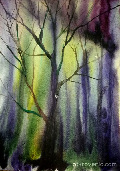 420x600 Dark Forest - Watercolor Dark Forest
