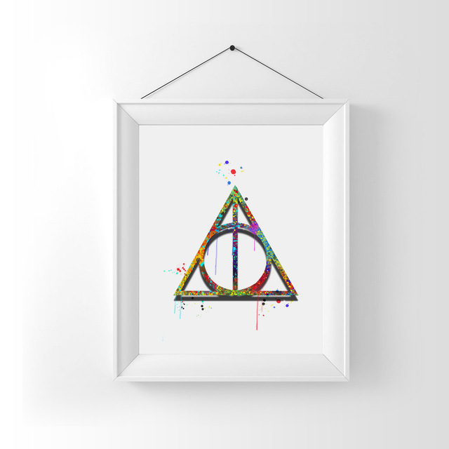 640x640 Buy Deathly Hallows Art Print Watercolor Wall - Watercolor Deathly Hallows