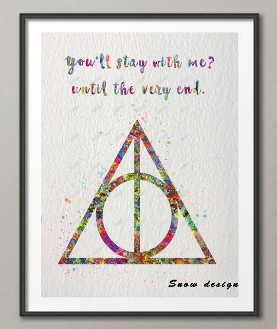 539x640 Original Watercolor Deathly Hallows Quote Poster Print Pictures - Watercolor Deathly Hallows