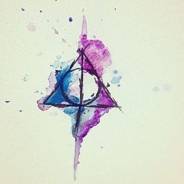 375x375 Watercolor Deathly Hallows Tattoo Design Get Inked - Watercolor Deathly Hallows