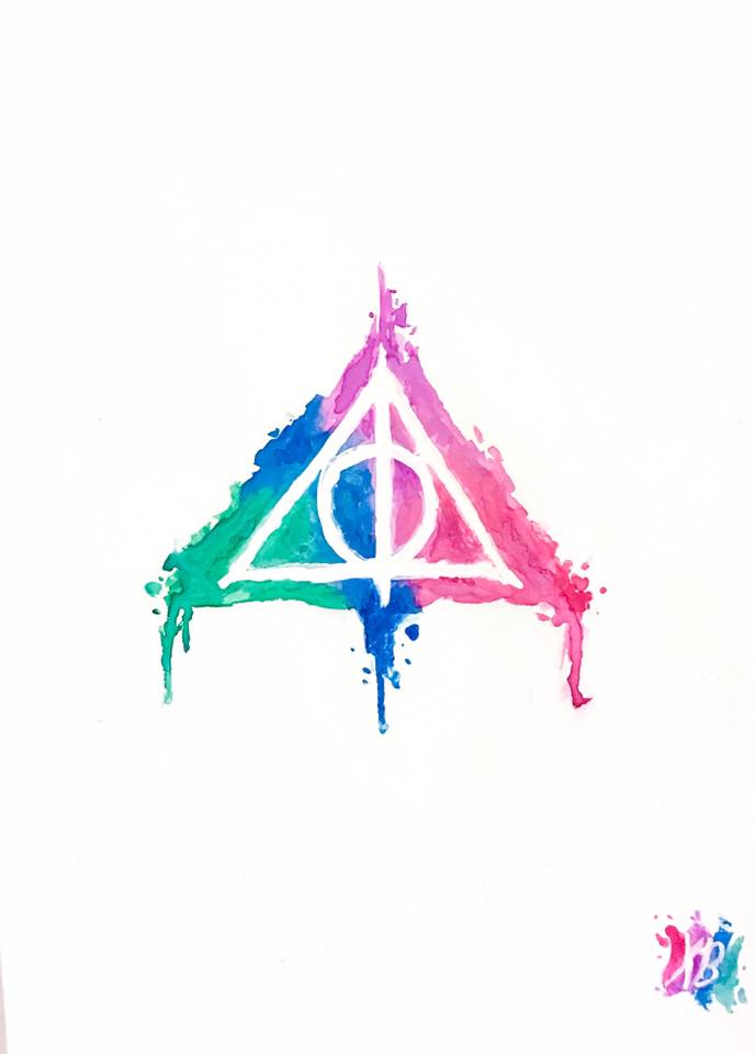 688x960 Deathly Hallows Watercolor By Roxypotter13 - Watercolor Deathly Hallows