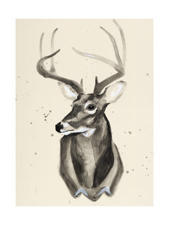 338x450 Watercolor Deer Head 3 Premium Giclee Print By Ben Gordon - Watercolor Deer Head