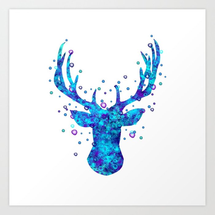 700x700 Watercolor Deer Head Art Print By Maryedenoa Society6 - Watercolor Deer Head