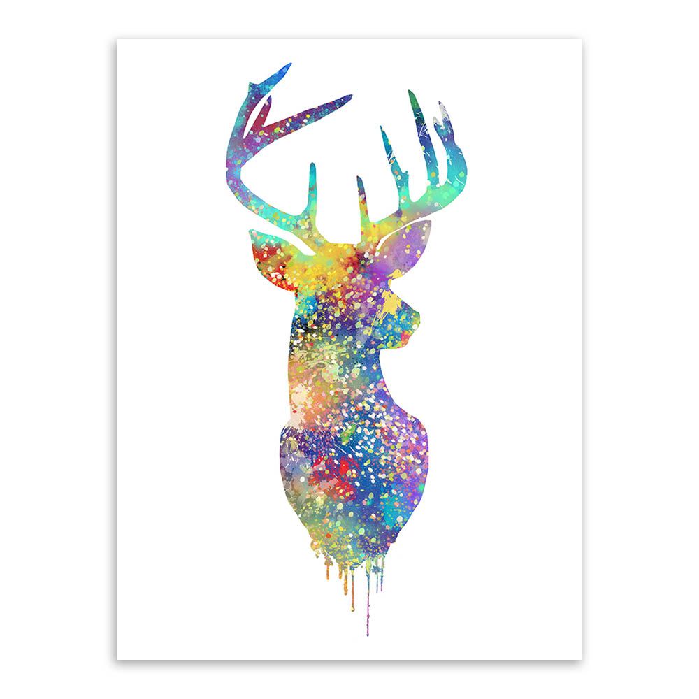 1000x1000 Buy 3 Piece Watercolor Abstract Deer Head Posters - Watercolor Deer Head