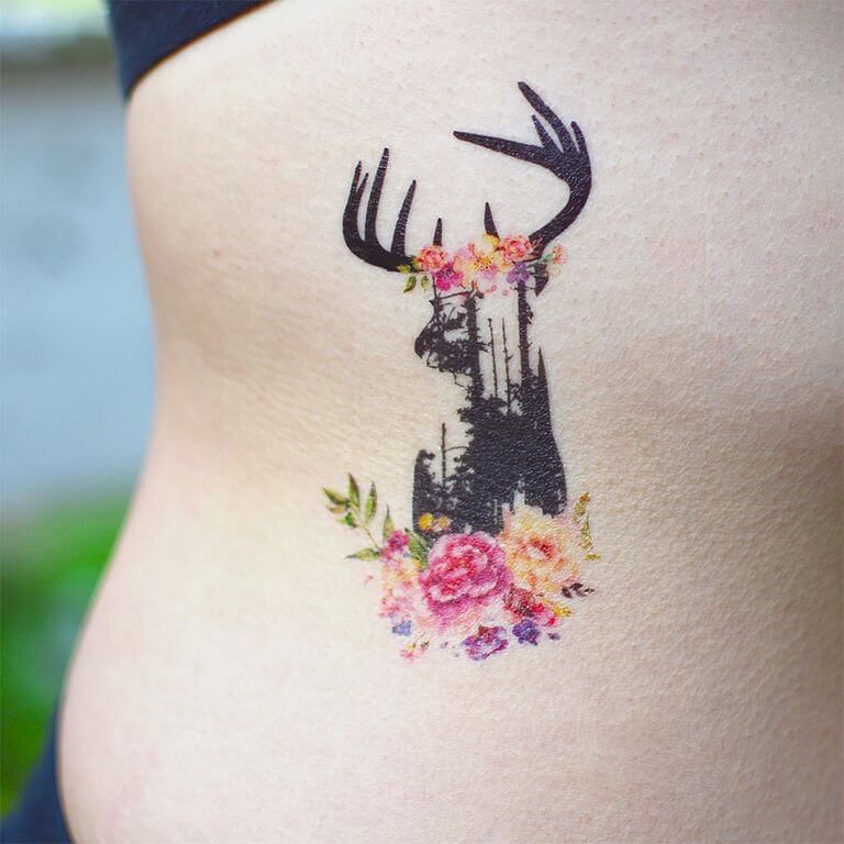 Watercolor Deer Tattoo