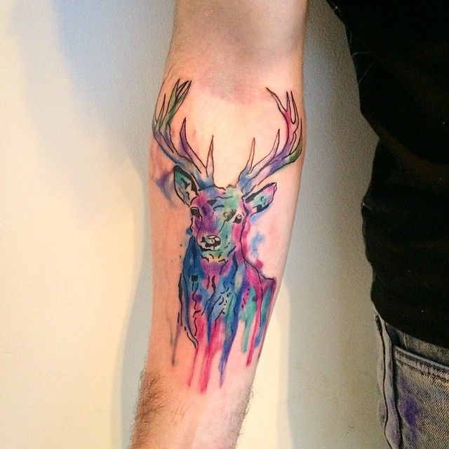 640x640 Pin By Dilek Alkan On Watercolor - Watercolor Deer Tattoo