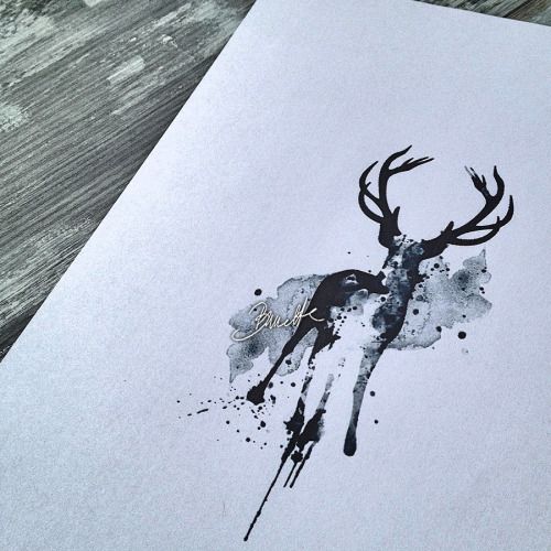 500x500 Watercolor Deer Tattoo Design - Watercolor Deer Tattoo