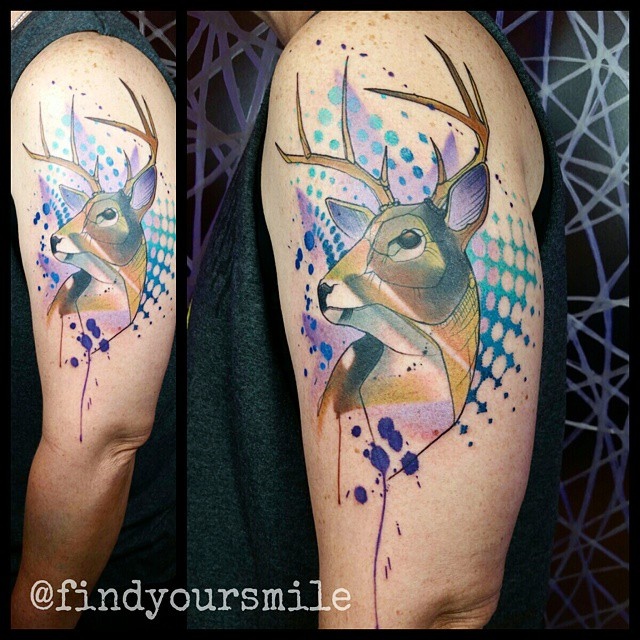 640x640 Watercolor Deer Tattoo Russell Van Schaick Perfect Tattoo Artists - Watercolor Deer Tattoo