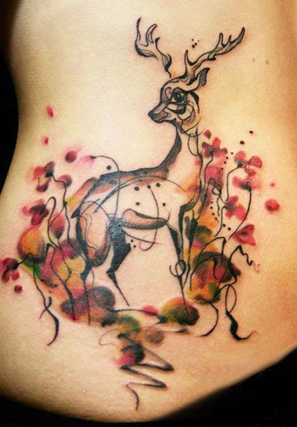 600x863 45 Inspiring Deer Tattoo Designs Art And Design - Watercolor Deer Tattoo