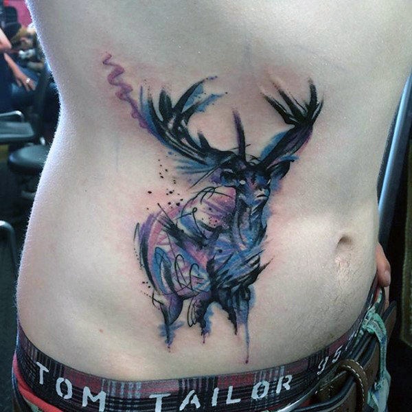 600x600 70 Antler Tattoo Designs For Men - Watercolor Deer Tattoo