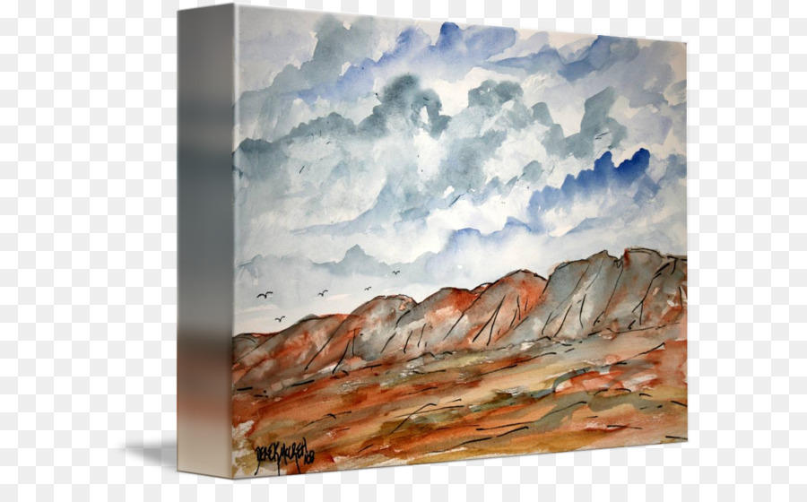 900x560 Watercolor Painting Landscape Painting Abstract Art - Watercolor Desert Landscape