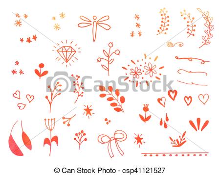 450x357 Hand Drawn Watercolor Doodle Design Elements. Collection Of Hand - Watercolor Design Elements