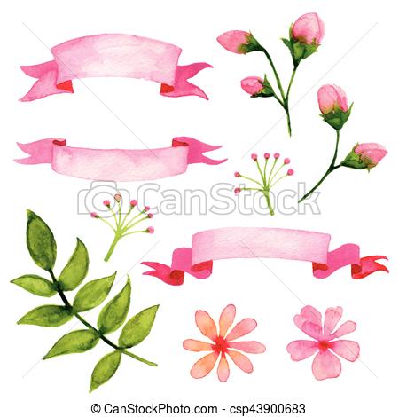 450x470 Vector Floral Watercolor Design Elements. Vector Illustration Of - Watercolor Design Elements