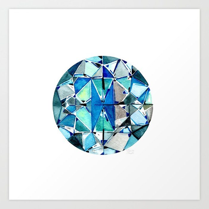 700x700 Hand Painted Watercolor Diamond Mandala Art Print By - Watercolor Diamond