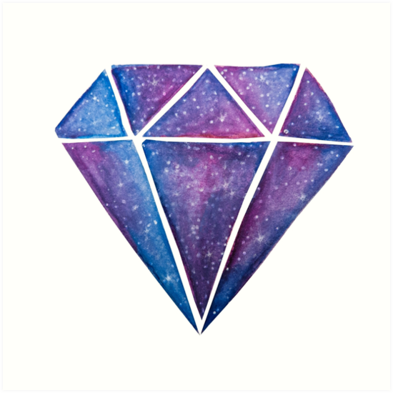 550x550 Space Inspired Painting Galaxy And Diamond Watercolor Art - Watercolor Diamond