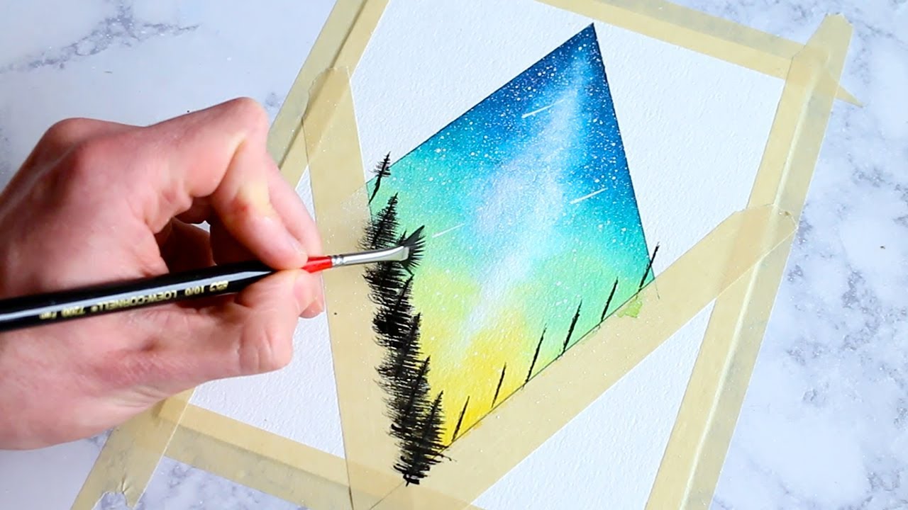 1280x720 Watercolor Process Sprite Colored Diamond Night Sky - Watercolor Diamond