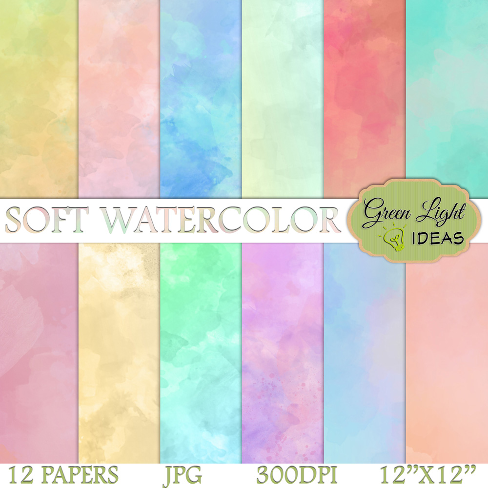 1000x1000 Soft Watercolor Digital Papers - Watercolor Digital Paper