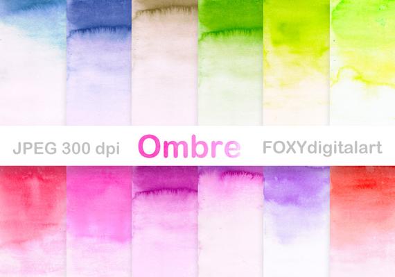 570x399 Watercolour Ombre Digital Papers Ombre Watercolor Etsy - Watercolor Digital Paper