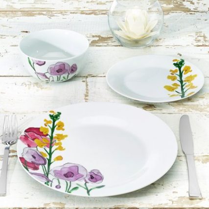 427x427 12 Piece Porcelain Wild Flowers Watercolor Dinnerware Collection - Watercolor Dinnerware