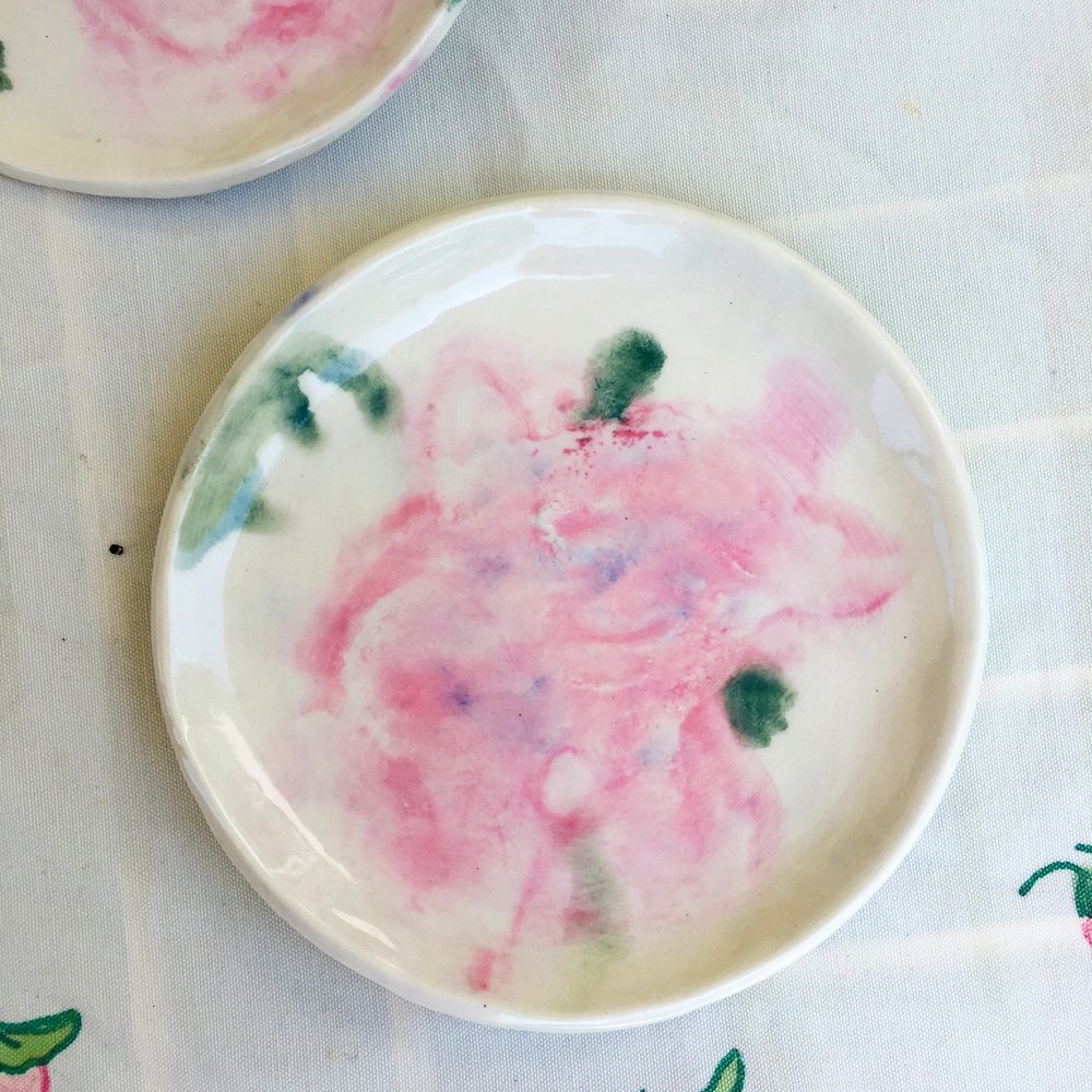 1000x1000 Pink And Green Watercolor Dinnerware Set Of 8 (4 Dinner Plates Amp 4 - Watercolor Dinnerware