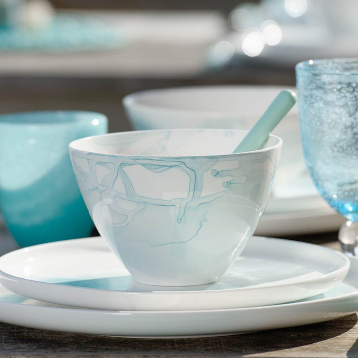 720x720 6 Large Plates Watercolor Blue Tableware Gourmandise Concept - Watercolor Dinnerware