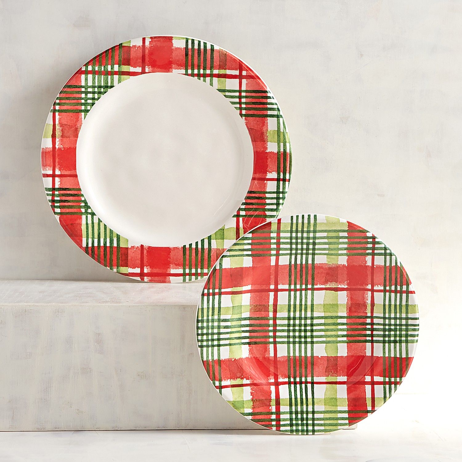 1500x1500 Christmas Watercolor Plaid Dinnerware Pier 1 Imports - Watercolor Dinnerware