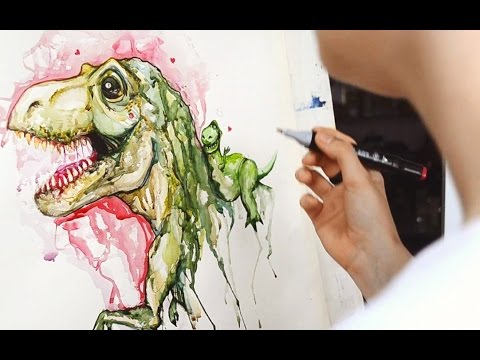 480x360 Akvarel Speed Painting - Watercolor Dinosaur