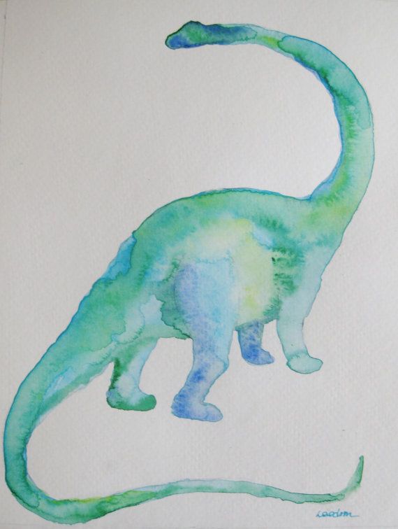 570x756 Dinosaur Watercolor Painting, Original Painting, Boy Wall Art In - Watercolor Dinosaur
