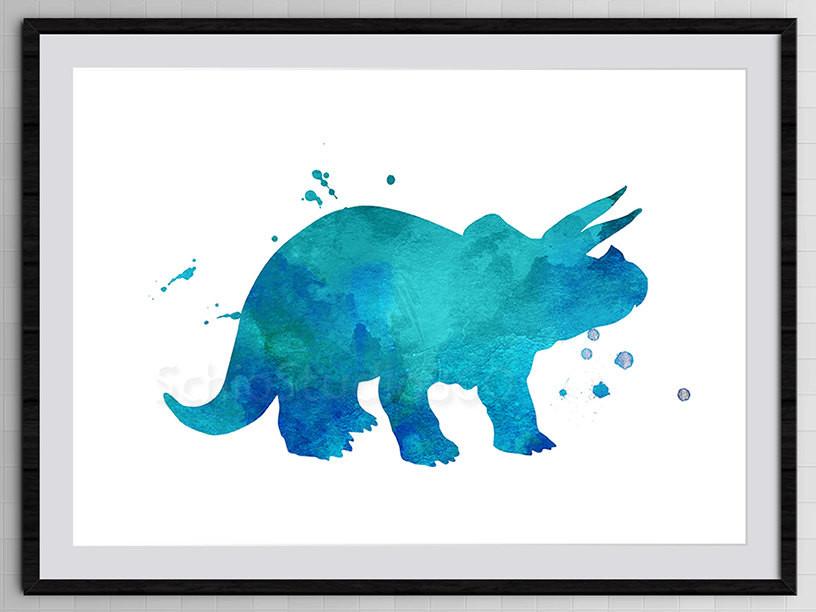 816x612 Set Of 3 Dinosaur Watercolor Art Print - Watercolor Dinosaur