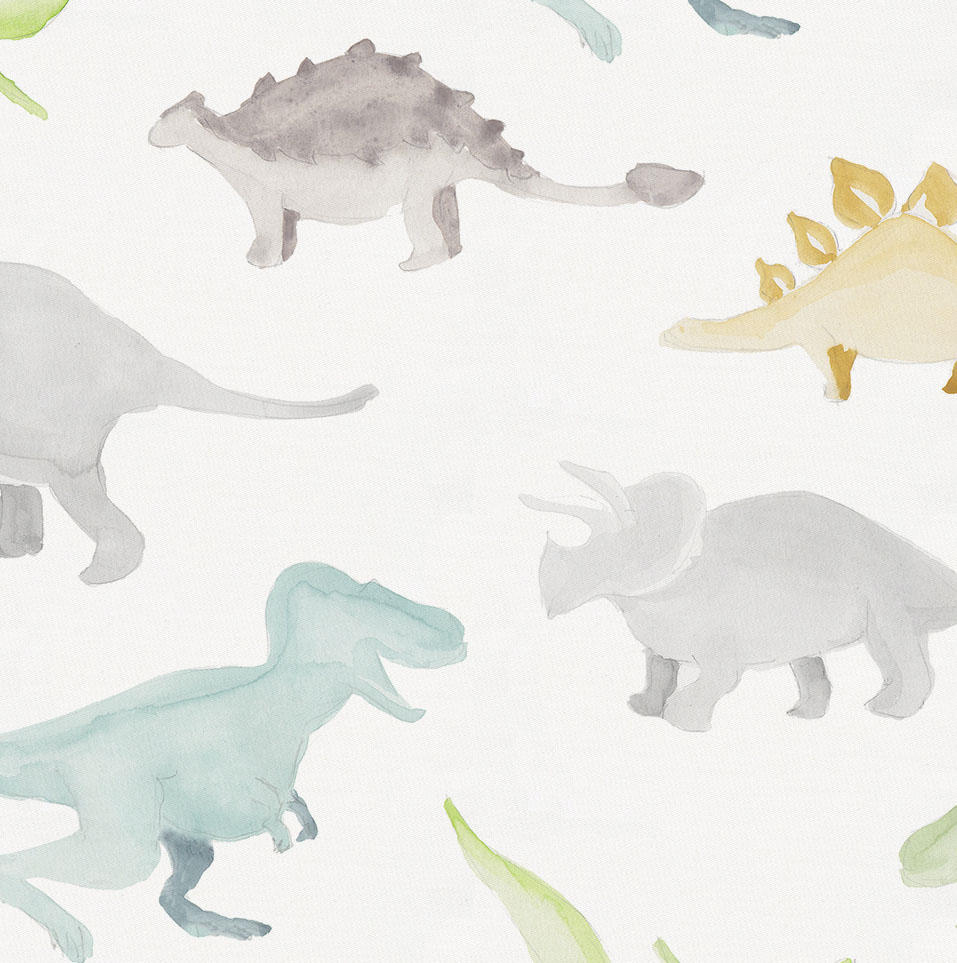 957x963 Watercolor Dinosaurs Fabric By The Yard Orange Fabric Carousel - Watercolor Dinosaur