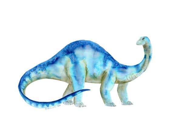 570x443 Brontosaurus Watercolor - Watercolor Dinosaur