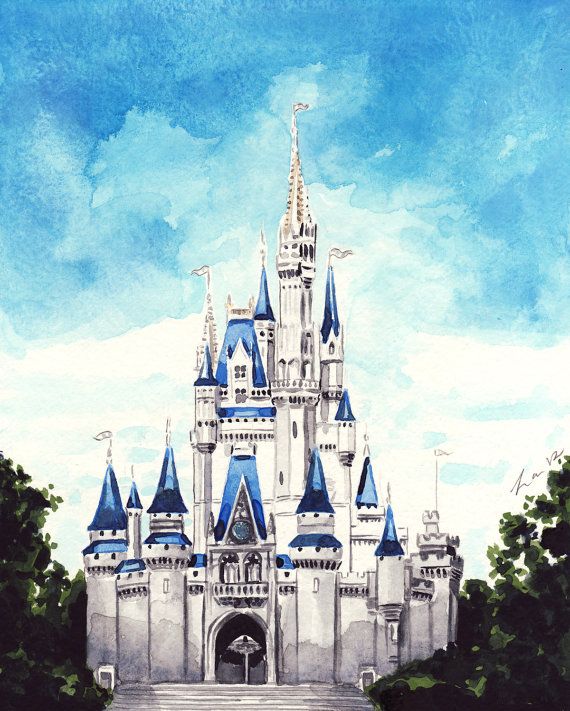 570x711 Disney Tattoo - Watercolor Disney Castle