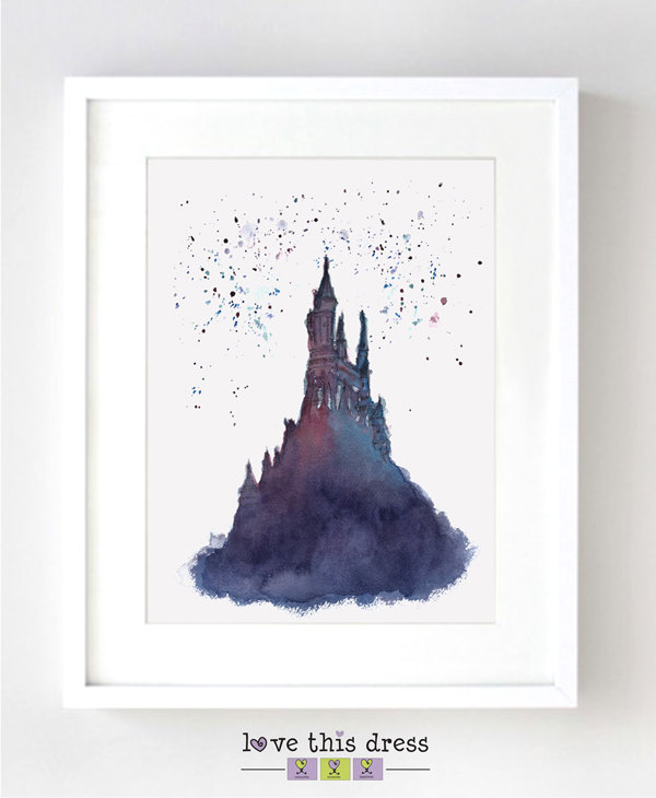 600x730 Drawn Fireworks Watercolor Floral - Watercolor Disney Castle