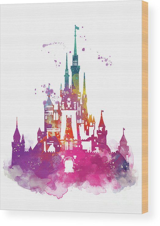 524x740 Magic Kingdom Wood Print By Monn Print Art Wood Print - Watercolor Disney Castle