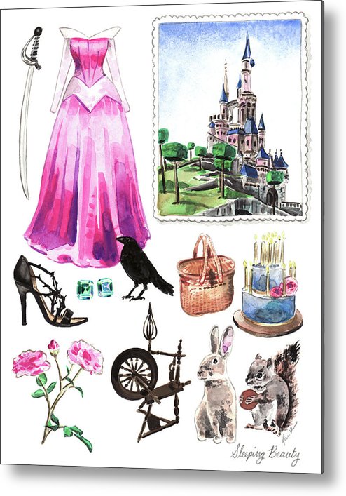 494x707 Sleeping Beauty Aurora Costume Watercolor Disney Princess Castle - Watercolor Disney Castle