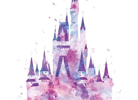 440x320 Wall Art Decor Ideas Girlish Princess Disney Castle Wall Art - Watercolor Disney Castle