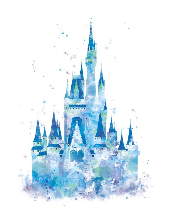 Disney land inspired Cinderella castle poster print wall art gift princess 2