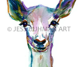340x270 Doe Watercolor Art Etsy - Watercolor Doe