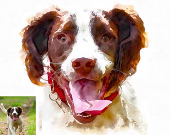 340x270 Dog Watercolor Etsy - Watercolor Dog