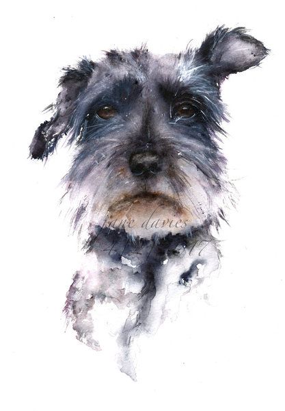 417x600 Little Old Friend By Jane Davies Watercolours Children Cats - Watercolor Dog