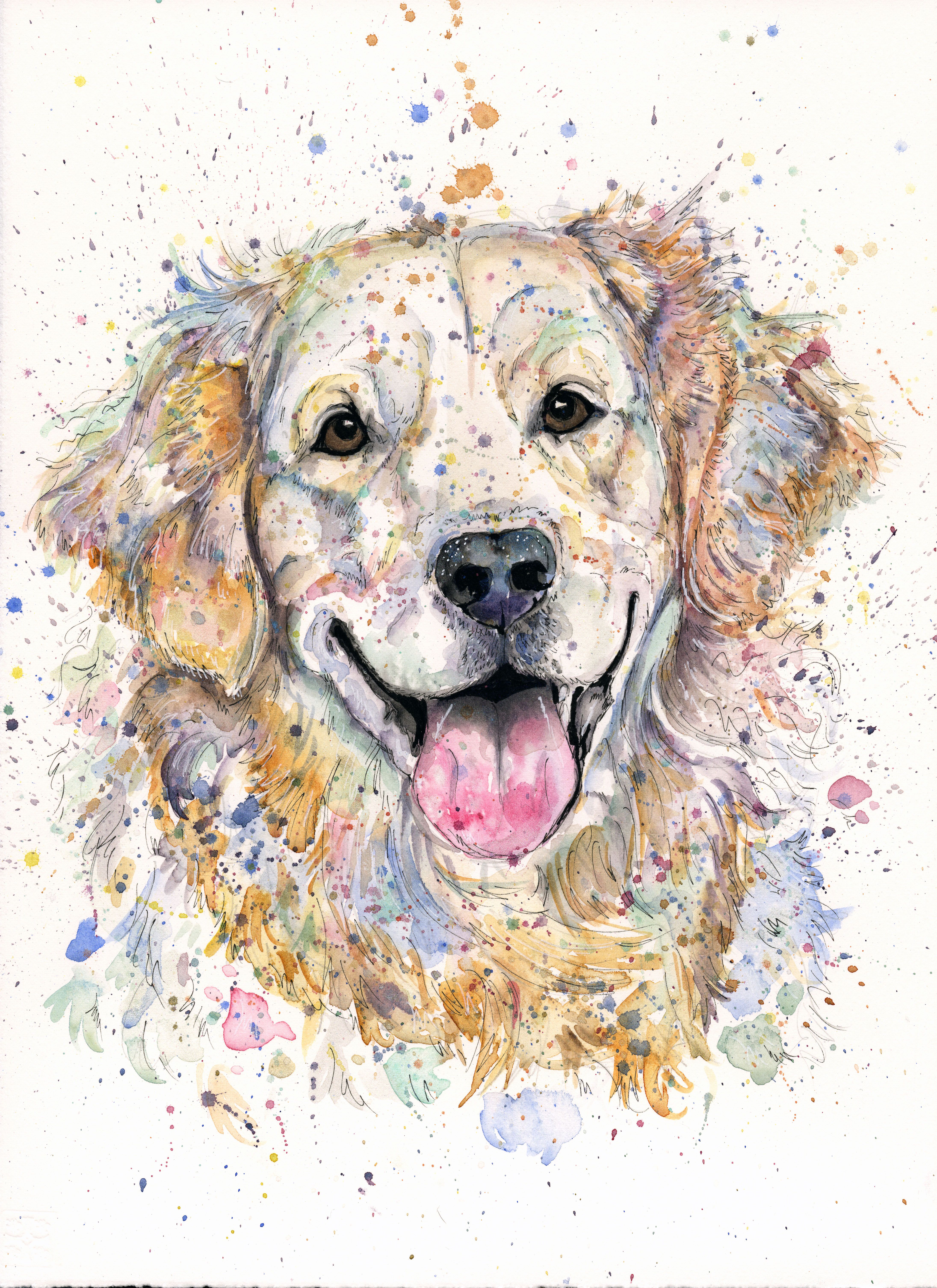 4382x6027 Custom Pet Portrait, Watercolour And Pen Painting, 11x15inches - Watercolor Dog Art