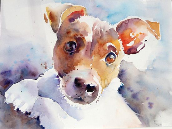 550x413 Gallery Watercolor Paintings Of Dogs, - Watercolor Dog Art