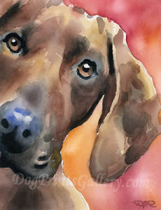 230x300 Redbone Coonhound Watercolor Dog Art Print Signed By Artist Djr - Watercolor Dog Art
