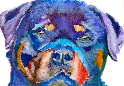 479x333 Rottweiler Dog Art Print Colorful Watercolor Painting, Canine - Watercolor Dog Art